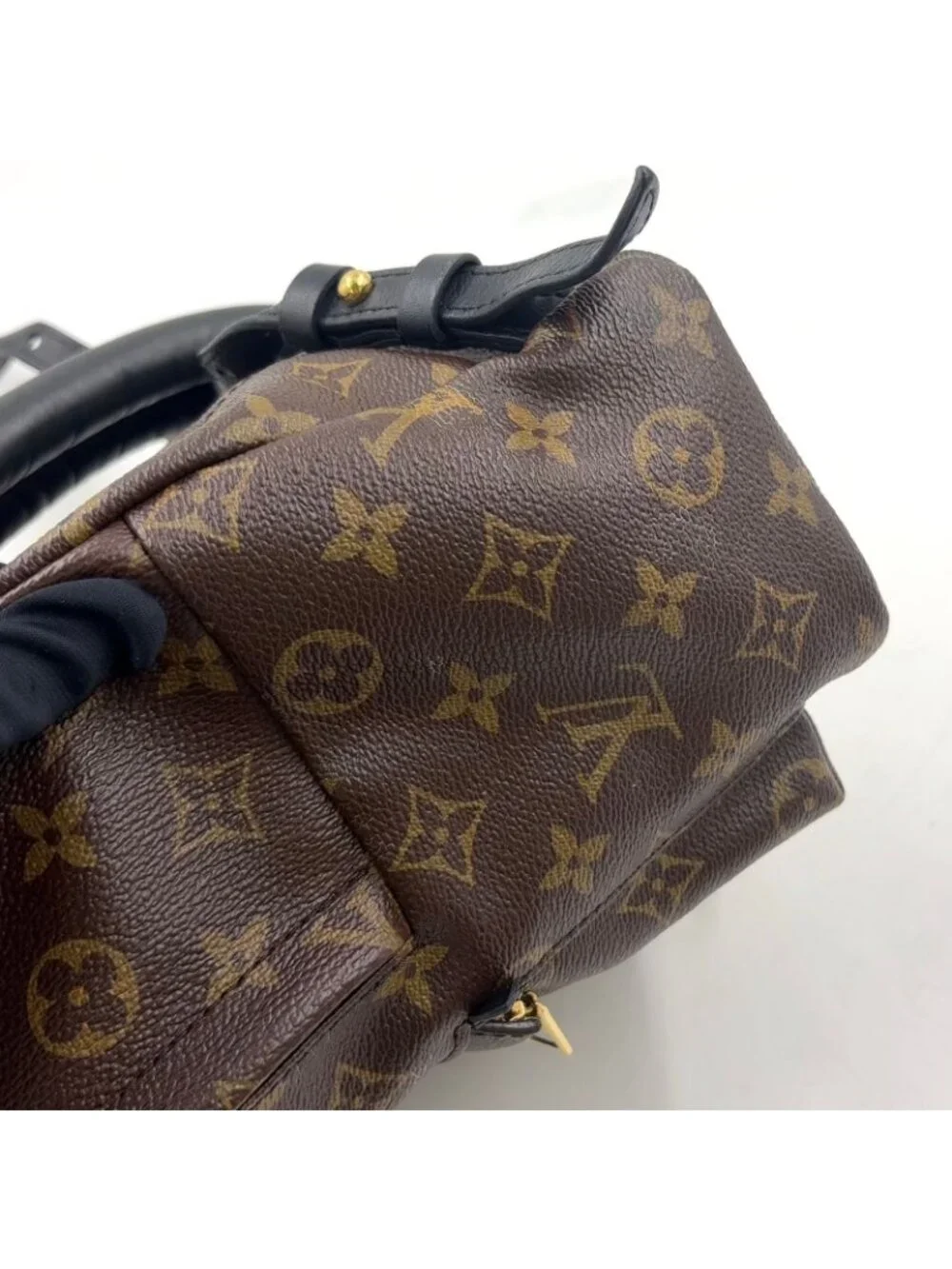 Louis Vuitton Palm Springs PM Monogram Leather Brown Black Backpack Gold